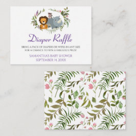 Cute Jungle Safari Diaper Raffle Baby Shower Tilläggskort