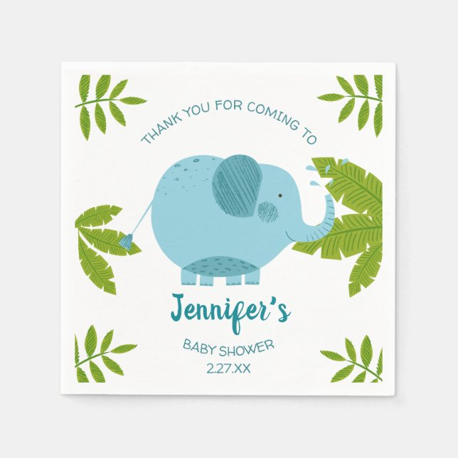 Cute Jungle Safari Elephant Baby Shower Pappersservett (Framsidan)