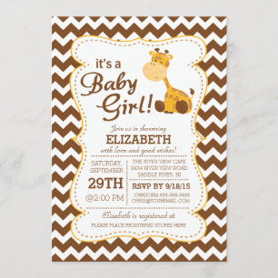 Cute Jungle Safari Giraffe Baby Shower-inbjudan Inbjudningar