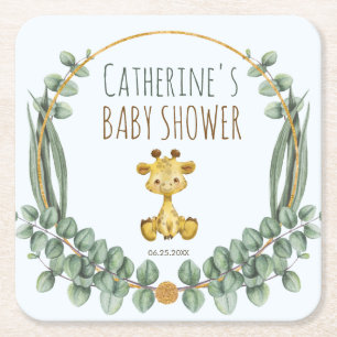 Cute Jungle Safari Giraffe Baby Shower Underlägg Papper Kvadrat