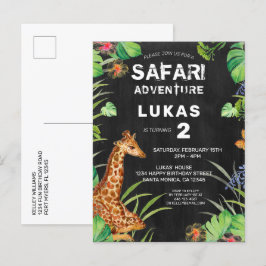 Cute Jungle Safari Giraffe Birthday-inbjudan Inbjudan Vykort