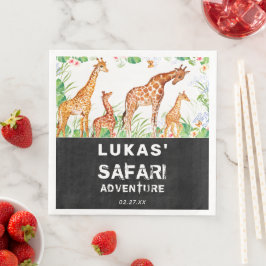 Cute Jungle Safari Giraffe Birthday Pappersservett