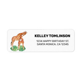 Cute Jungle Safari Giraffe Birthday Returadress Etikett