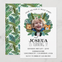 Cute Jungle Safari Lejon Tiger Elephant Birthday