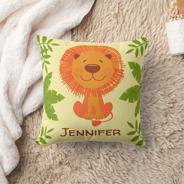 Cute Jungle Safari Lejona Baby Nursery Kudde (Filt)