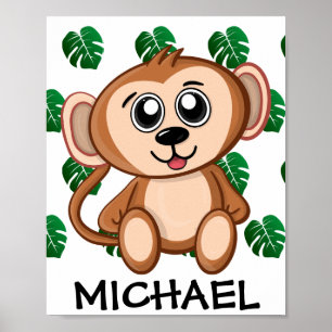 Cute Jungle Safari Monkey Animal Kids Poster