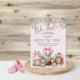 Cute Jungle Safari Oh Baby Shower-inbjudan Inbjudningar