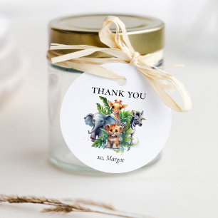 Cute Jungle Safari Tropical Animals Baby Shower Gåvor Etiketter