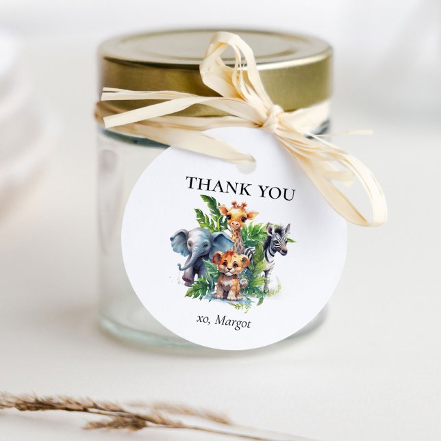 Cute Jungle Safari Tropical Animals Baby Shower Gåvor Etiketter (Skapare uppladdad)