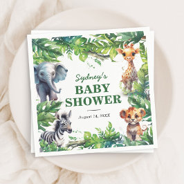 Cute Jungle Safari Tropical Animals Baby Shower Pappersservett