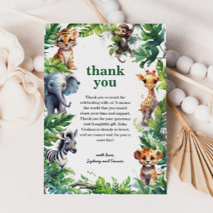 Cute Jungle Safari Tropical Animals Baby Shower Tack Kort