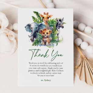 Cute Jungle Safari Tropical Animals Baby Shower Tack Kort