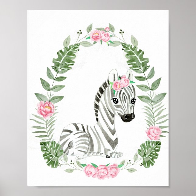 Cute Jungle Safari Zebra för liten flicka Poster (Framsidan)