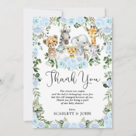 Cute Jungle Vilda djur Blue Blommigt Pojke Tack Kort