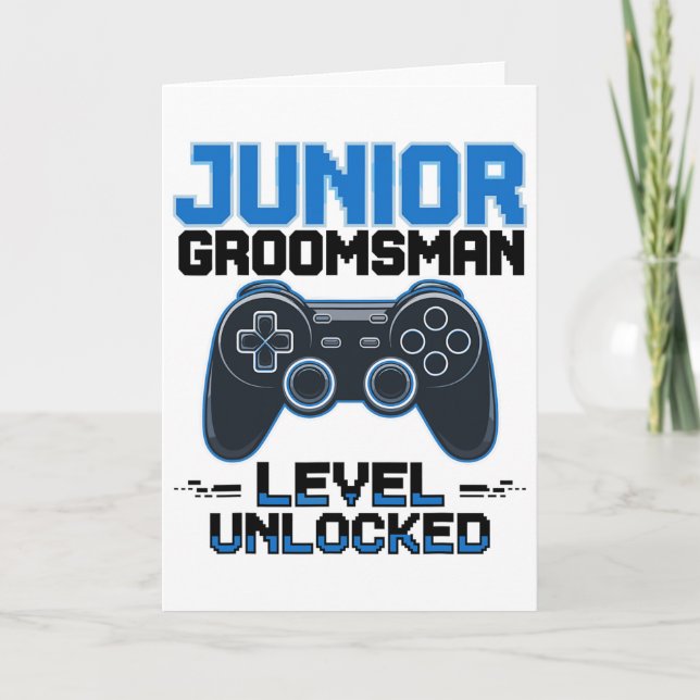 Cute Junior Groomsman Level UnLocked Bröllopsfest Kort (Framsida)