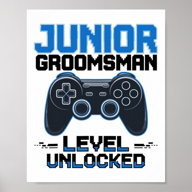 Cute Junior Groomsman Level UnLocked Bröllopsfest Poster (Framsidan)