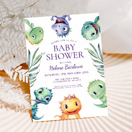 Cute Jurassic Dinosaurs Baby Shower Inbjudningar