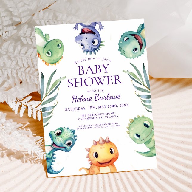Cute Jurassic Dinosaurs Baby Shower Inbjudningar (Cute Jurassic Dinosaurs Baby Shower Invitation)