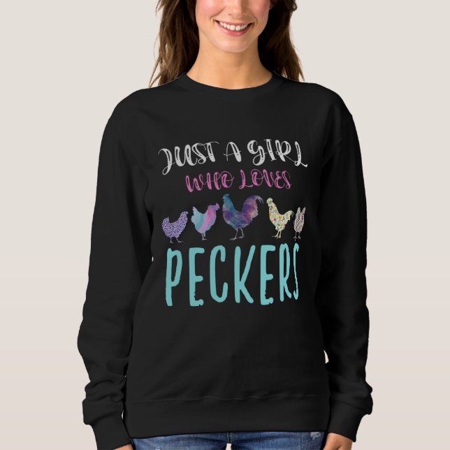 Cute Just a Girl Who Love Peckers Chicken Poultry T Shirt (Framsida)