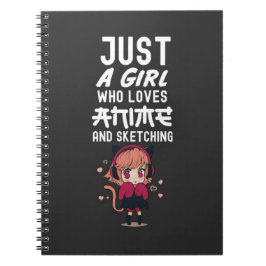 Cute Just A Girl Who Loves Anime Sketching Otaku Anteckningsbok