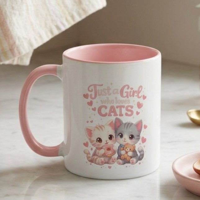 Cute Just a Girl Who Loves Cats Cute Coffee Mugg (Skapare uppladdad)