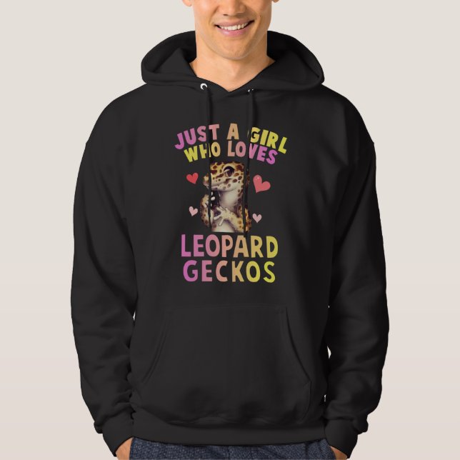 Cute Just A Girl Who Loves Leopard Geckos Lizard R Hoodie (Framsida)