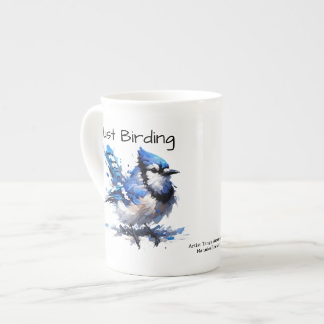 Cute just Birding Blue Jay Benporslin Mugg (Framsida vänster)