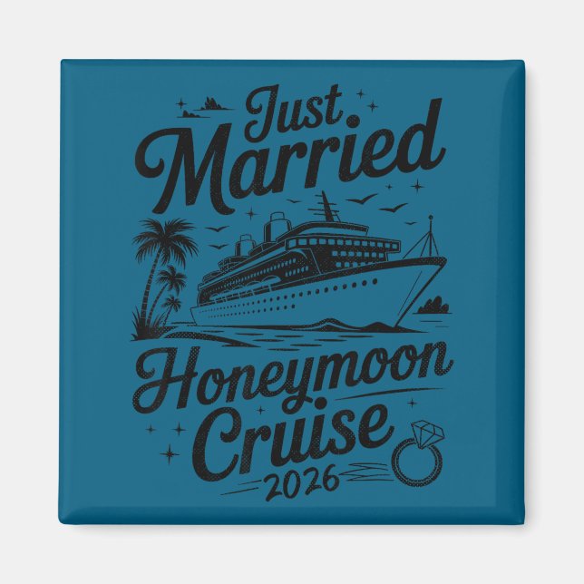 Cute Just Married Honeymoon Cruise 2026 Newlyweds  Magnet (Framsidan)