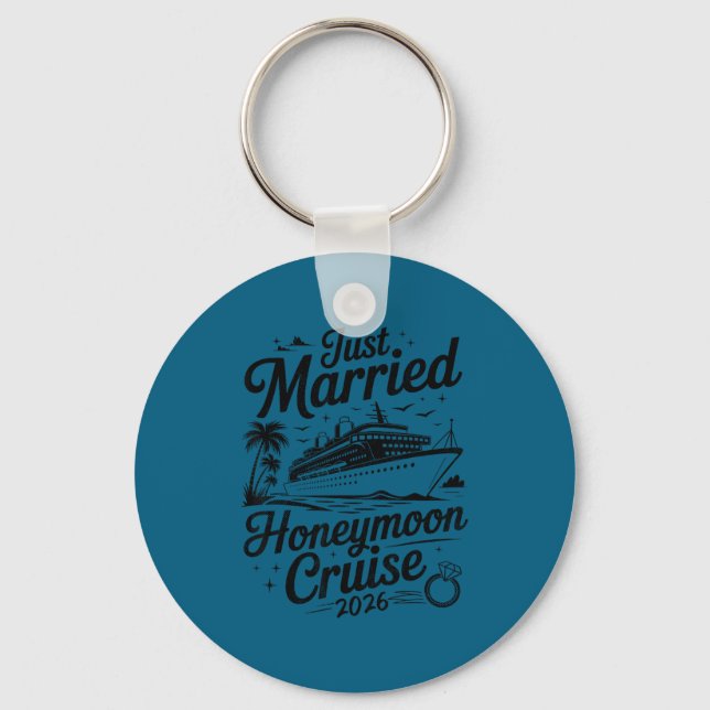 Cute Just Married Honeymoon Cruise 2026 Newlyweds  Nyckelring (Framsida)
