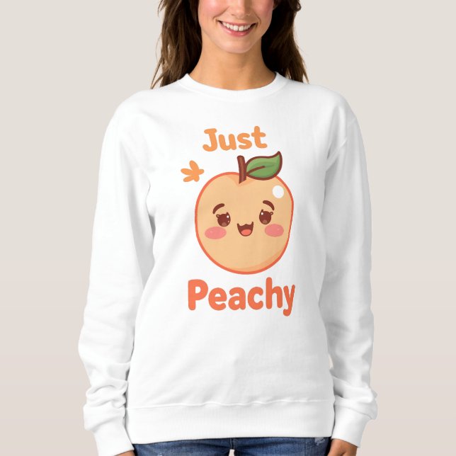 Cute "Just Peachy" Kawaii Fruit T Shirt (Framsida)