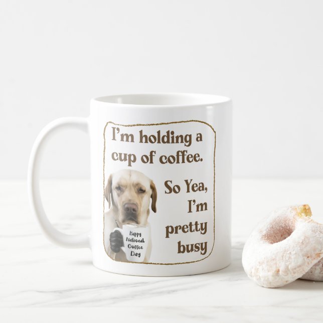 Cute-kaffe-drickande Labrador Mugg (Med munk)