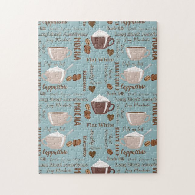 Cute Kaffe koppar Cream Caffeine Grains Brown Hear Pussel (Vertikal)