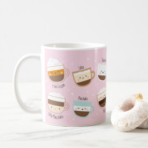 Cute kaffe koppar på ljus rosa