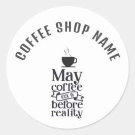 Cute-kaffedekalett för lustigt Typografi Runt Klistermärke