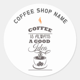Cute-kaffedekalett för lustigt Typografi Runt Klistermärke