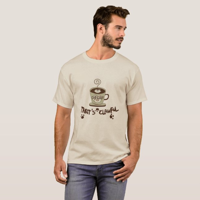 Cute-kaffekatt T Shirt (Hel framsida)
