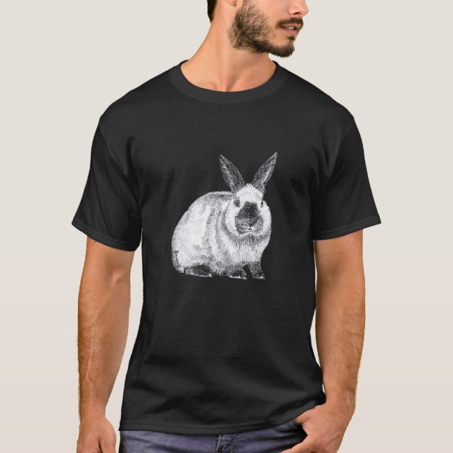 Cute Kalifornien Rex Bunny Rabbit Teckning T Shirt (Framsida)