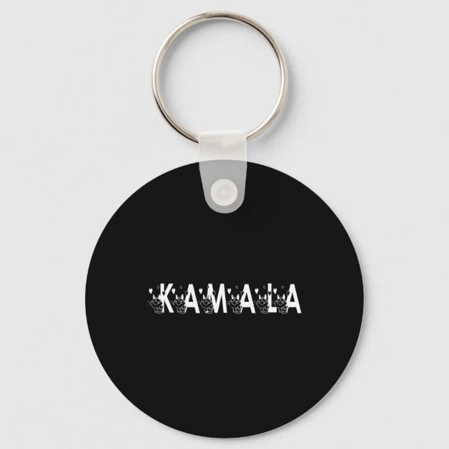 Cute Kamala Cat Brev Font Graphic Nyckelring (Framsida)