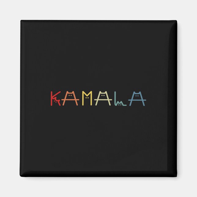 Cute Kamala Harris Cat Vintage Lettering Positive Magnet (Framsidan)
