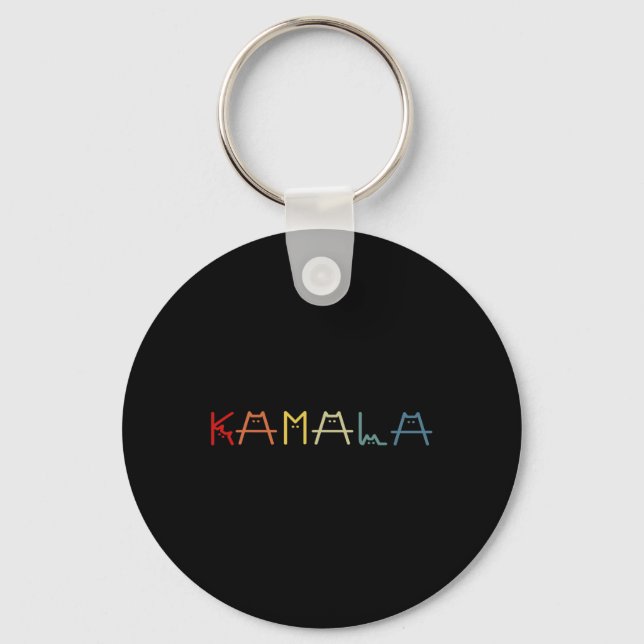 Cute Kamala Harris Cat Vintage Lettering Positive Nyckelring (Framsida)