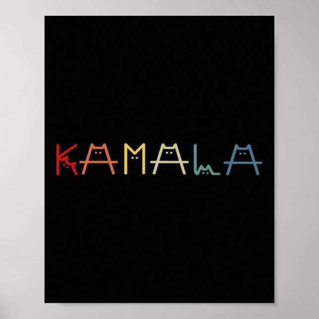 Cute Kamala Harris Cat Vintage Lettering Positive Poster (Framsidan)