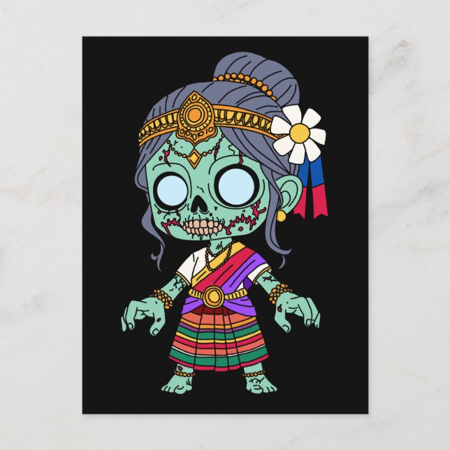 Cute Kambodjanska Zombie Vykort (Framsida)