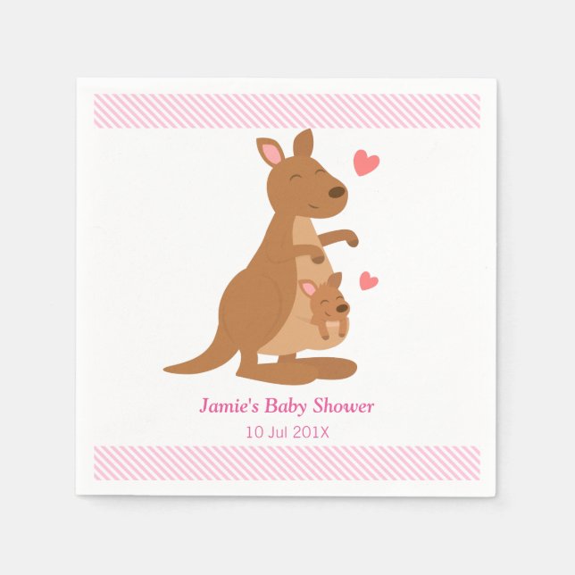 Cute Kangaroo Baby Shower Party Pappersservett (Framsidan)
