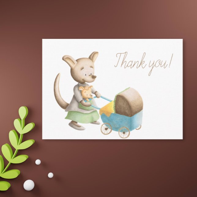 Cute Kangaroo Baby Shower Tack Vykort (Skapare uppladdad)