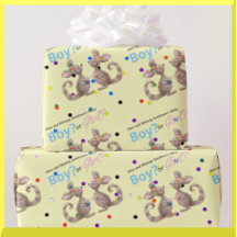 Cute Kangaroo Gender Reveal Gult Wrapping Papper