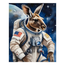 Cute Kangaroo i Astronaut Kostym i Rymden