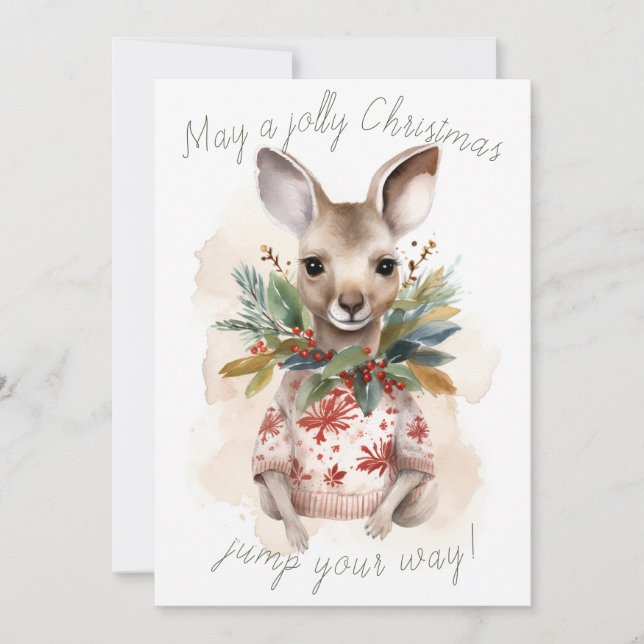 Cute Kangaroo Jolly-julkort Julkort (Framsida)