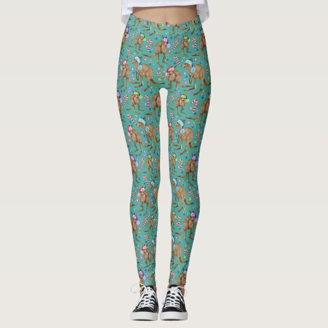 Cute Kangaroo-jul Leggings (Framsida)