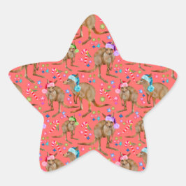 Cute Kangaroo Julens Rosa Stjärnformat Klistermärke