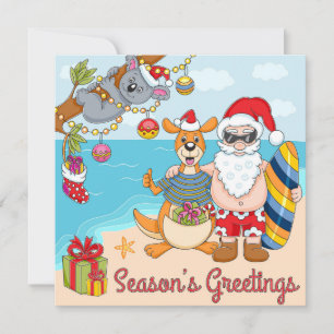 Cute kangaroo och koala björn i Santa Julkort